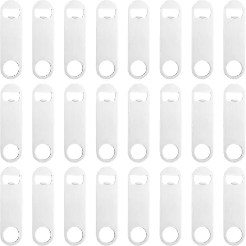 Miniatura 12 de 12 abridores de botellas planos de 3.5 x 1.18 pulgadas, abridor de botellas de cerveza de acero inoxidable negro, hoja de barra resistente, abridor