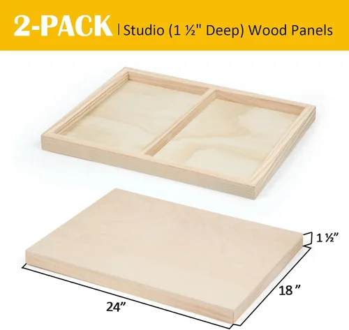Miniatura 2 de Falling in Art Paquete de 2 paneles de lienzo de madera sin terminar, kit de paneles de madera de abedul de galería de 18 x 24 pulgadas, tablas