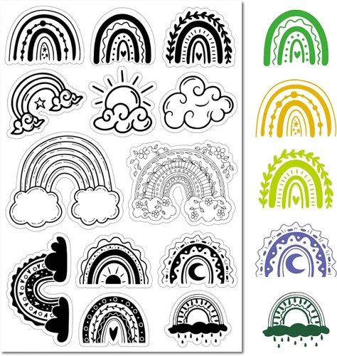 Miniatura 15 de CRASPIRE Sellos transparentes de árbol de la vida, diseño de árbol de la vida, sol y fase lunar, reutilizables, sellos de silicona transparente
