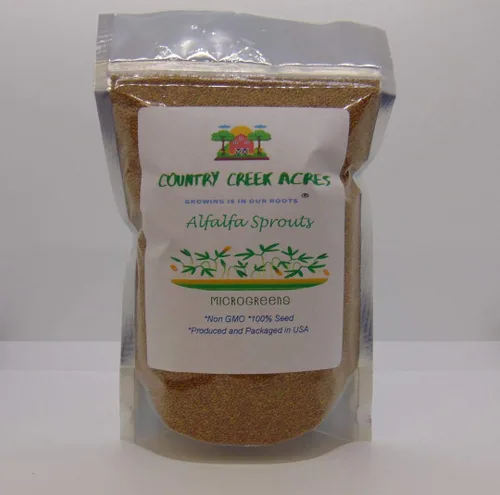 Semilla de germinación de alfalfa de 4 onzas, marca Country Creek LLC, alta germinación de brotes, semillas comestibles, jardinería, hidroponía,