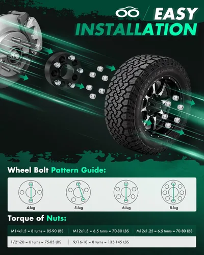 Miniatura 6 de SCITOO 4 adaptadores de rueda de 5 x 4.5 pulgadas, adaptadores espaciadores de rueda de 2 pulgadas con pernos de 1/2 pulgada para Dodge Nitro