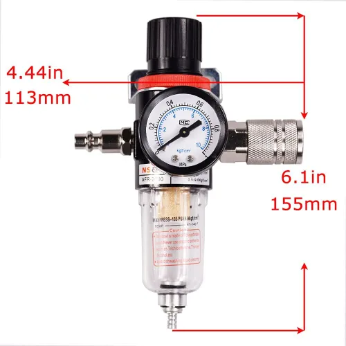 Miniatura 2 de Kit de regulador de presión de filtro de aire neumático AFR2000 de 1/4G de pulgada (0 a 145 psi) Filtro de compresor de herramienta de aire