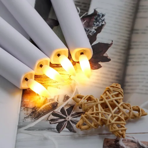 Miniatura 2 de Yeelida Velas cónicas sin llama a pilas con dos controles remotos con temporizador, velas LED de 6.4" con mechas 3D para ventana, luz cálida