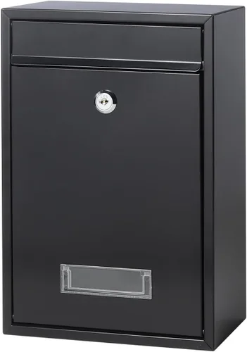 Miniatura 13 de Decaller Buzón montado en la pared con cerradura de llave, buzón de metal a prueba de óxido para exteriores, 15.2 x 10.1 x 3.3 pulgadas, 006 negro