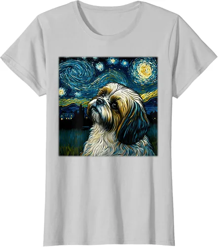 Miniatura 18 de Camiseta Surrealism Starry Night Shih Tzu Dog