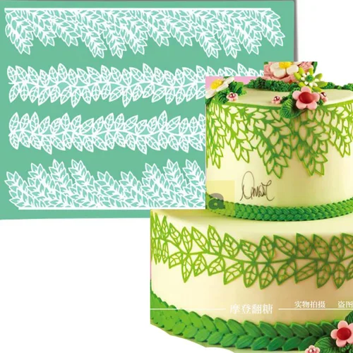 Miniatura 5 de 15 "hojas comestibles de azúcar hojas pastel de encaje silicona estera en relieve textura fondant impresión estera de encaje decoración molde goma