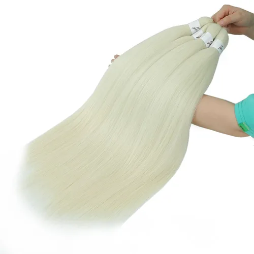 Miniatura 4 de SOKU Extensiones de cabello trenzado preestirado rubio platino de 24 pulgadas, 4 paquetes de trenzas de ganchillo sintéticas 613 sin nudos naturales