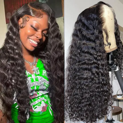 Miniatura 8 de Bling Hair - Peluca de cabello humano con encaje frontal de 26 pulgadas, predepilada, sin pegamento, peluca frontal de encaje HD de 13 x 4, pelucas