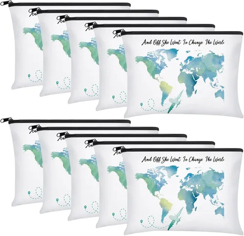 Miniatura 19 de Chunful 10 Piezas Bolsas de Maquillaje de Lona Inspiradoras para Mujeres Regalo de Graduación Bolsas de Cosméticos de Lona Arcoíris a Granel