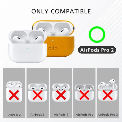 Miniatura 3 de alto Funda de Cuero Italiano Compatible con AirPods Pro 2ª Generación 2022 Mujeres Hombres Carcasa Rígida Protectora Soporta Carga Inalámbrica LED