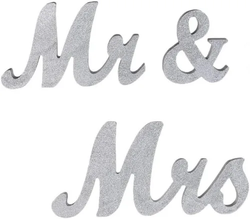Miniatura 8 de Señal de boda Mr & Mrs con letras decorativas, rústico elegante, purpurina de oro rosa, 12.52 x 7.09 pulgadas dorado rosa brillante