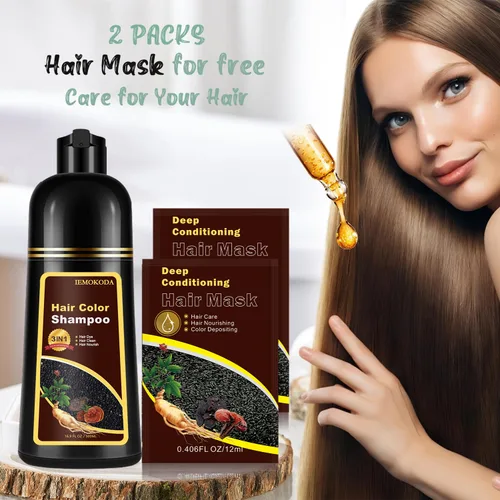 Miniatura 8 de Champú para Teñir el Cabello Marrón Cerezo 3 en 1, Champú para el Color del Cabello que Funciona en Minutos, Champú para Cabello Marrón & Champú