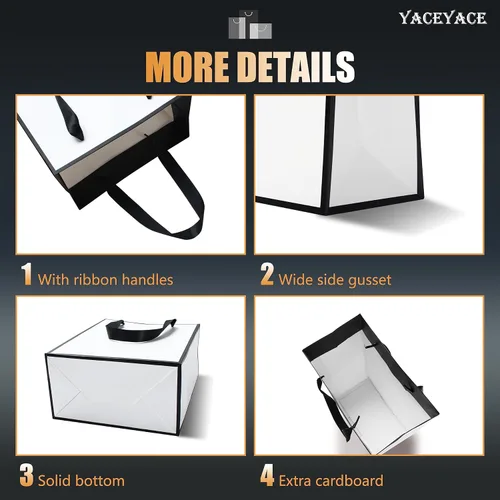 Miniatura 4 de Bolsas de regalo de tamaño mediano, venta al por menor, mercancía Blanco Negro