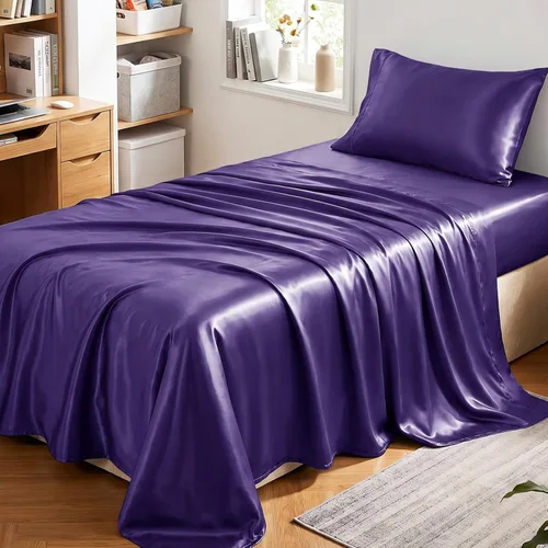 Miniatura 46 de CozyLux Sábanas de satén tamaño King – Juego de sábanas de 4 piezas color rosa con microfibra sedosa, 1 sábana bajera de bolsillo profundo, 1 sábana