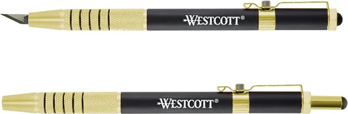 Miniatura 4 de Westcott 17314 Cuchillo retráctil estilo bolígrafo CarboTitanium Bonded, color dorado