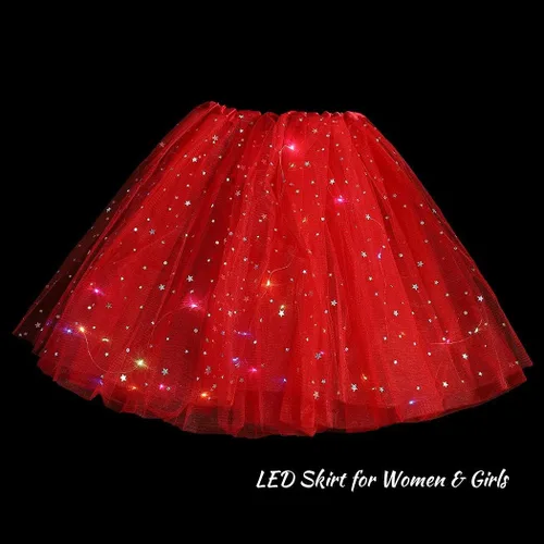 Miniatura 6 de DRESBE Falda LED para mujer, tutú iluminado, falda de tul brillante, para baile, fiesta, rave, festival, ropa de Halloween