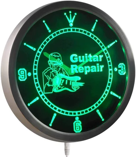 Miniatura 3 de ADVPRO nc0439-b Reloj de pared LED con signo de neón para reparación de guitarra, regalo