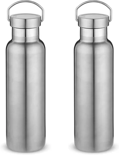 Miniatura 22 de Neihepal Paquete de 4 botellas de agua aisladas de 20 onzas, botella deportiva de doble pared de acero inoxidable con tapa de asa, termo Bubble gum