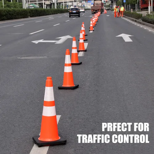 Miniatura 9 de Conos de tráfico de PVC naranja fluorescente, base negra resistente, conos de estacionamiento de garaje, estructuralmente estables, resistentes a