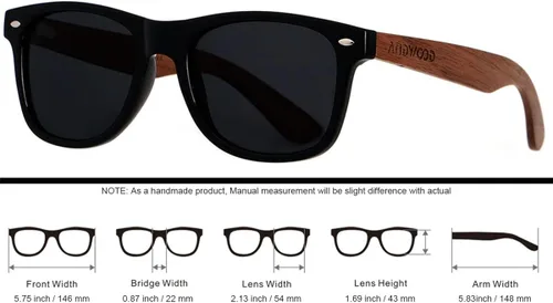 Miniatura 6 de ANDWOOD Gafas de sol polarizadas de madera para hombres y mujeres, protección UV, marco de bambú de madera, gafas de sol espejadas