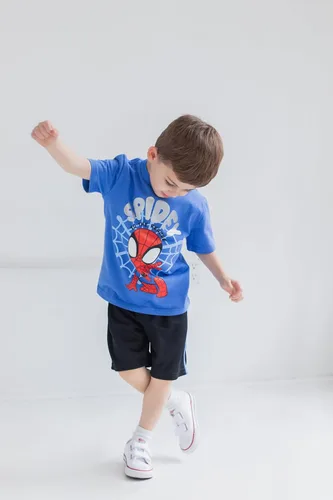 Miniatura 6 de Marvel Spidey and His Amazing Friends Miles Morales - Conjunto de camiseta y pantalones cortos de malla para niños pequeños a niños pequeños