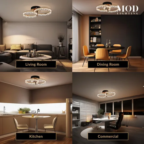 Miniatura 4 de MOD Lighting Clara Moderna lámpara de techo empotrada, lámpara de techo LED de 2 anillos para cocina, dormitorio y pasillo, cerca de luces