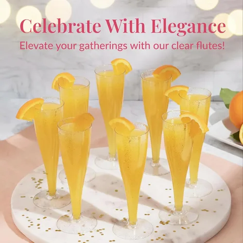 Miniatura 2 de Prestee 24 copas de champán de plástico, flautas de champán doradas, flauta de mimosa desechable dorada, suministros para fiestas, copas de cóctel