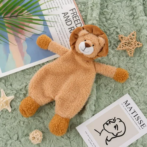 Miniatura 3 de Apricot Lamb Manta de seguridad de animales de peluche, león amarillo, manta de personaje para guardería, felpa de lujo para acurrucarse
