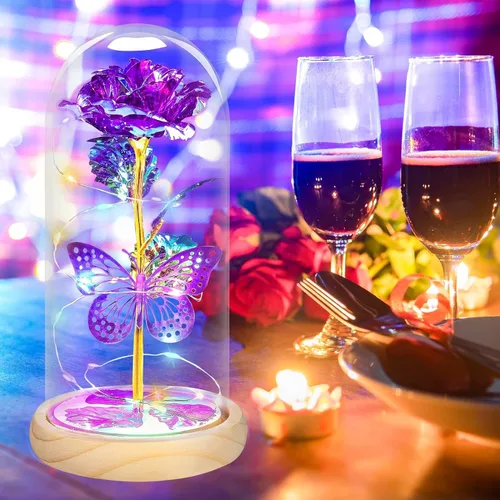 Miniatura 7 de QUNPON Regalos de rosas para el día de la madre, regalos de rosas para mujeres, regalos de cumpleaños para mujeres, flores de mariposa moradas