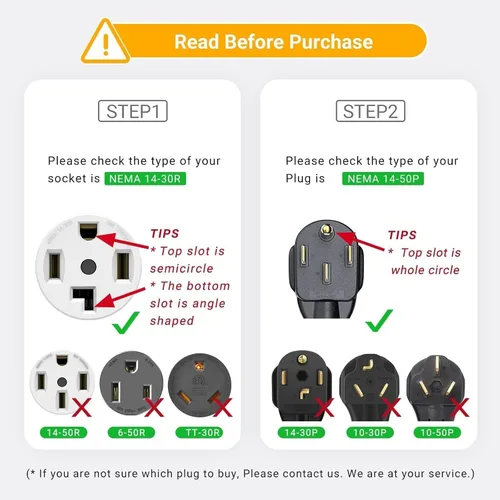 Miniatura 2 de Adaptador de Cable NEMA 14-30P a 14-50R para Cargador EV, Compatible con Alquiler, Enchufe Macho de 4 Puntas de Toma de Secadora 125V/250V a