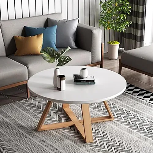 Miniatura 9 de HM&DX Mesa auxiliar de madera maciza, moderna mesa de centro redonda para sala de estar, mesa auxiliar de madera de granja, mesa auxiliar pequeña