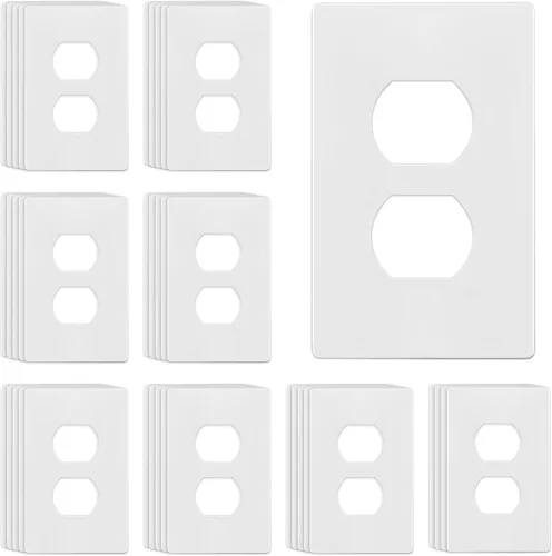 Miniatura 34 de ENERLITES Placa de pared de salida de receptáculo dúplex de tamaño mediano, placas de cubiertas de toma de corriente, tamaño medio de 1 banda, 4.88