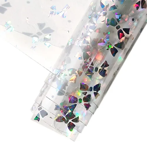 Miniatura 22 de HYANG Hojas de vinilo de cuero sintético transparentes transparentes de bola PVC súper claras holográficas 1 rollo 12" x 53" (30cm x 135cm)