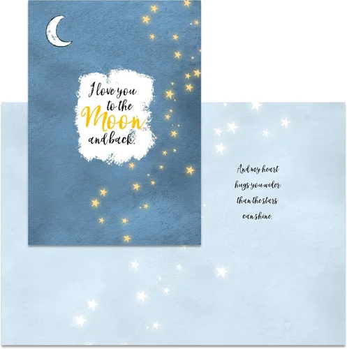 Miniatura 3 de Smiling Wisdom - Juego de tarjeta de felicitación con texto en inglés "I Love You to the Moon and Back" y collar pequeño de luna celta - Mujer