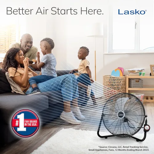 Miniatura 2 de Lasko Ventilador de pared negro de alta velocidad de 20 pulgadas con cabezal pivotante, 3 velocidades, ventilador de montaje en pared ideal o Negro