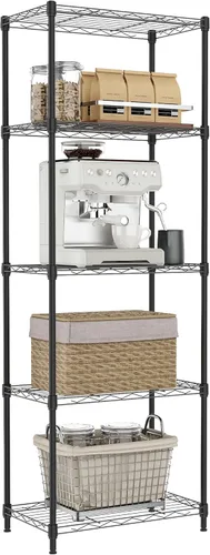 Miniatura 22 de IZEUK Estantes de almacenamiento de metal cromado de 5 niveles, estantería de alambre ajustable para cocina, baño, despensa, oficina, garaje, Cromo