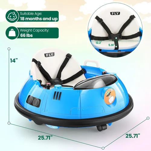 Miniatura 6 de Hikole Coche de Choque Eléctrico para Niños, Carro de Juguete de Choque para Bebés con Control Remoto, Luces LED Intermitentes, Giro de 360 Grados