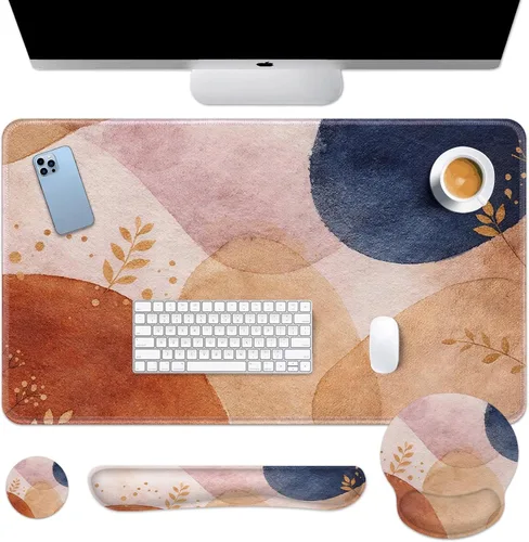Miniatura 35 de Britimes Blue Sea - Juego de Alfombrilla de Teclado y Mouse Playa de Arena Rosa 4 en 1 Alfombrilla Grande + Reposamuñecas para Teclado +