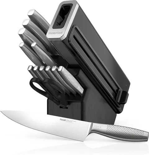 Miniatura 11 de Ninja K62012 Foodi NeverDull Premium - Sistema de cuchillos de acero inoxidable alemán de 12 piezas con afilador integrado, acero inoxidable/negro