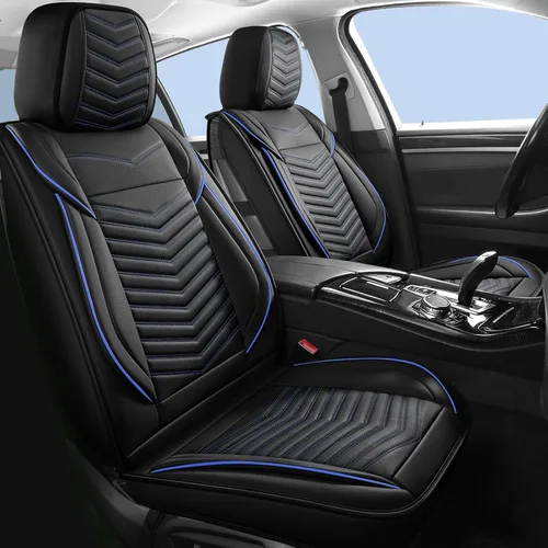 Miniatura 18 de HChengkikz Fundas de Asiento de Automóvil Par Delantero, Fundas de Asiento de Cuero Nappa Transpirable para Automóviles, Cojines Universales