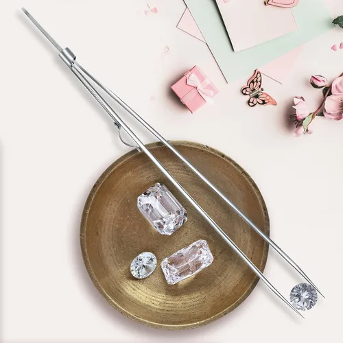 Miniatura 5 de Honoson Paquete de 3 pinzas de diamante con piedras preciosas y cierre de joyería de acero inoxidable, soporte de garra de diamante, cuentas