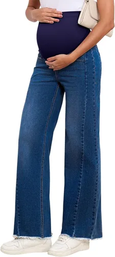 Miniatura 12 de BLENCOT Jeans de maternidad para mujer, pierna recta, elásticos, rasgados, para embarazo, jeans de novio