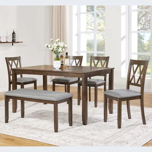 Miniatura 19 de LUMISOL Juego de mesa de comedor de 5 piezas con 4 sillas, juego de mesa de cocina de granja para lugares pequeños, cocina, comedor, negro y roble