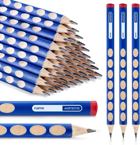 Miniatura 12 de M&G 12 piezas de lápices triangulares con agujero para niños, lápices 2B con poste triangular y corrección de agarre, lápices de grafito con madera