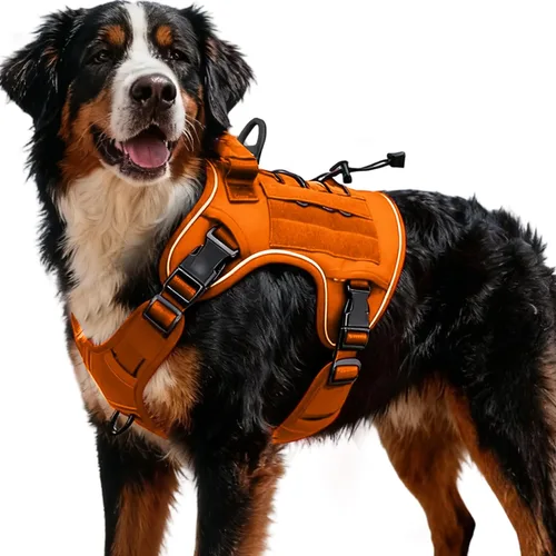 Miniatura 56 de Arnés táctico para perros grandes, chaleco reflectante ajustable sin tirones con sistema Molle, control de grado militar K9 para entrenamiento