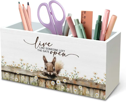 Miniatura 19 de DILSJ Organizador inspirador de 2 compartimentos para lápices, organizador para escritorio, amantes de los pollos regalos para mujeres, Live Like