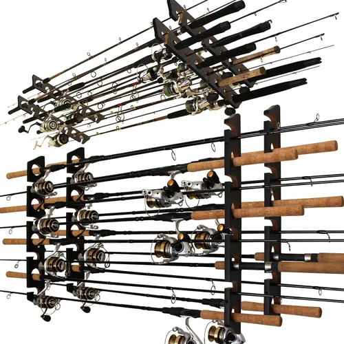 Miniatura 9 de Rush Creek Creations 8 Fishing Rod Wall or Ceiling Storage Rack, Vertical or Horizontal Holder for Garage, 8 Rod and Reel Combo Capacity