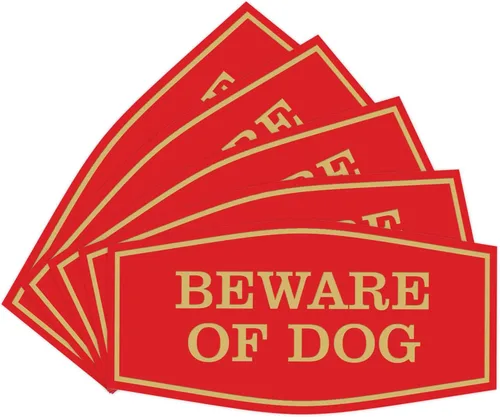 Miniatura 22 de All Quality Fancy Beware of Dog Letrero Material duradero Señales de seguridad para el hogar Fácil de instalar (negro/oro), mediano, 1 paquete