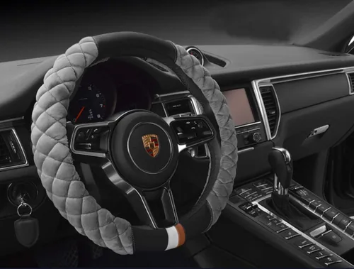 Miniatura 2 de HAOKAY - Funda para volante de invierno de felpa suave con tamaño universal de 15.0 in Gris