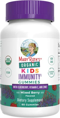 MaryRuth Organics Gomitas de Apoyo Inmunológico para Niños | USDA Organic | Gomitas de Vitamina C, Zinc y Saúco para Niños | Apoyo Inmunológico para